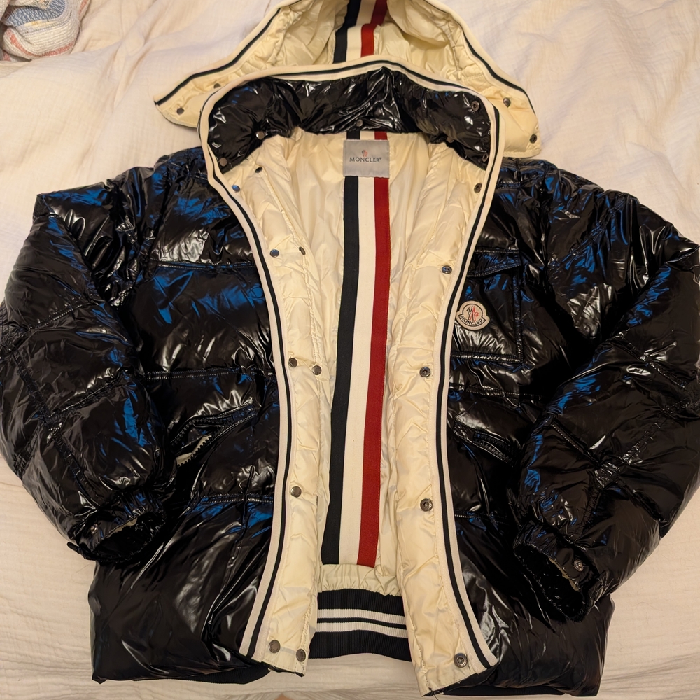 Moncler Black and Cream Puffer Jacket